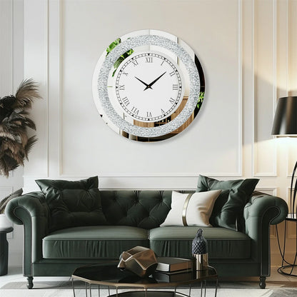 Bling Silver Mirrored Wall Clock – Glam Sparkle Diamond Style for Luxe Home Décor