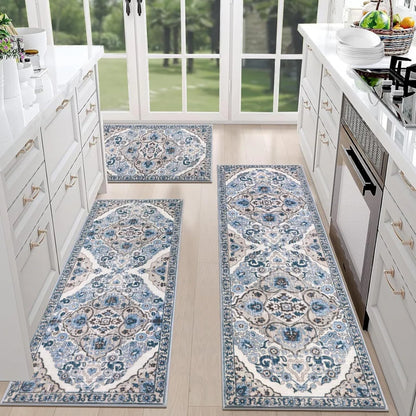Boho Chic: Washable Non-Slip Kitchen Rug Set
