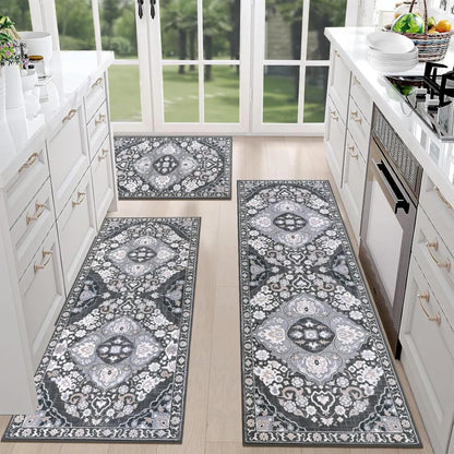 Boho Chic: Washable Non-Slip Kitchen Rug Set